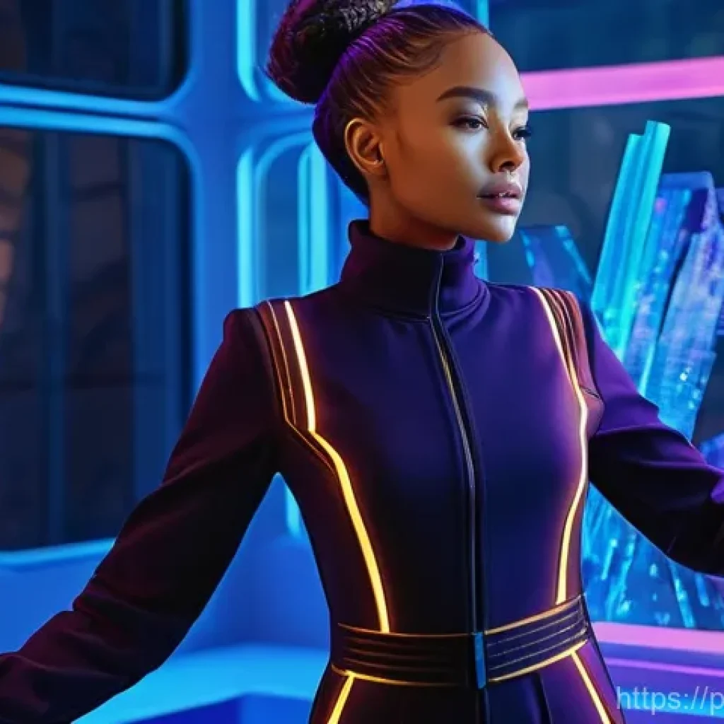 MidJourney 튜토리얼 - **Prompt:** A young, determined female artist in her late 20s, wearing stylish but practical tech-in...