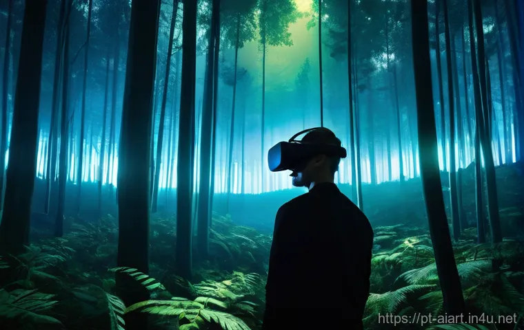 AI 예술과 체험형 미디어 - **Prompt:** "A futuristic art gallery filled with vibrant, ethereal AI-generated digital artworks. T...