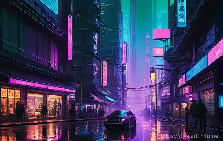 AI 예술과 AI 만화 제작 - **Cyberpunk Metropolis at Twilight:** A sprawling, futuristic cyberpunk metropolis seen during the e...
