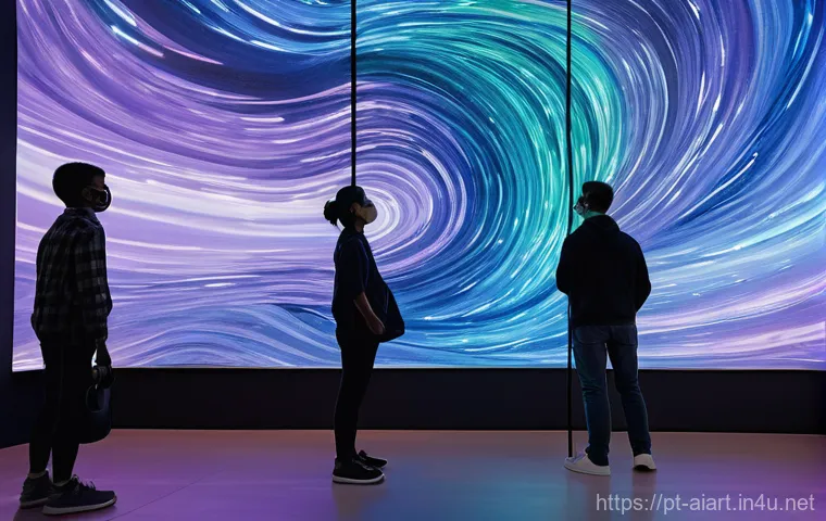 AI 아트 챌린지 - **"Future Artist's Collaborative Creation"**
    A young, focused female artist, dressed in a sleek ...