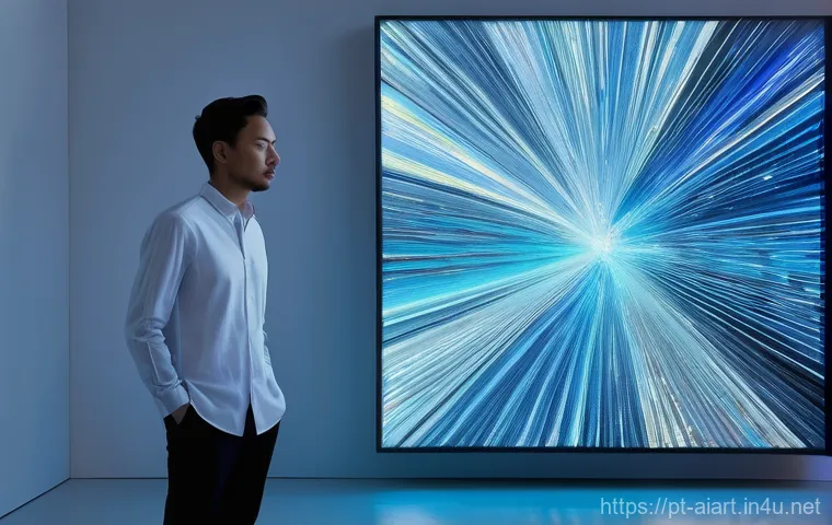 AI 아트 경매 - **Algorithmic Muse in a Modern Studio:**
    "A visually captivating digital painting rendered with ...