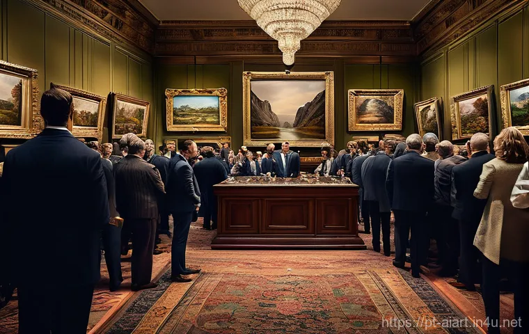 AI 아트 경매 - **Algorithmic Muse in a Modern Studio:**
    "A visually captivating digital painting rendered with ...