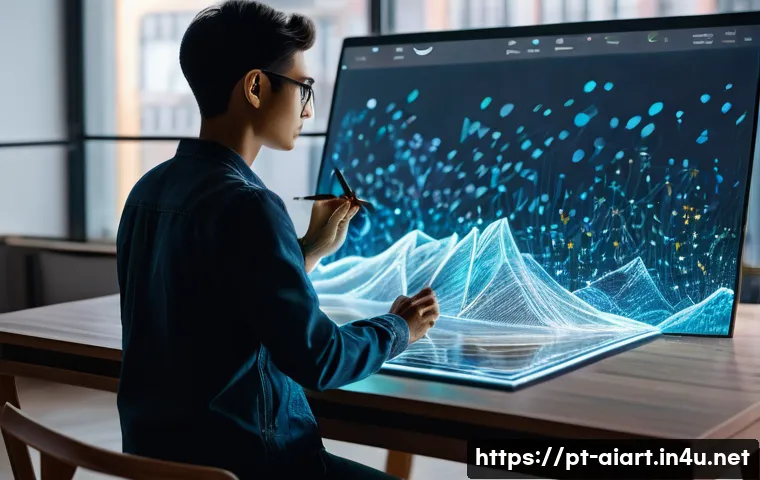 AI 화풍 스타일 - A contemporary art studio bathed in soft, natural light, where a diverse artist, dressed in stylish ...