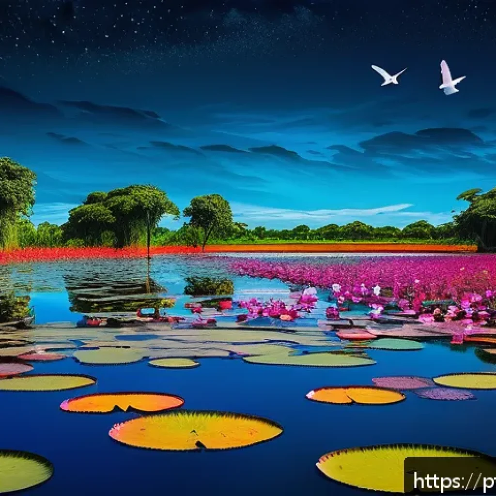 AI 예술과 AI 기반 풍경화 - An abstract digital artwork depicting a dreamlike Brazilian Pantanal wetland, where natural elements...
